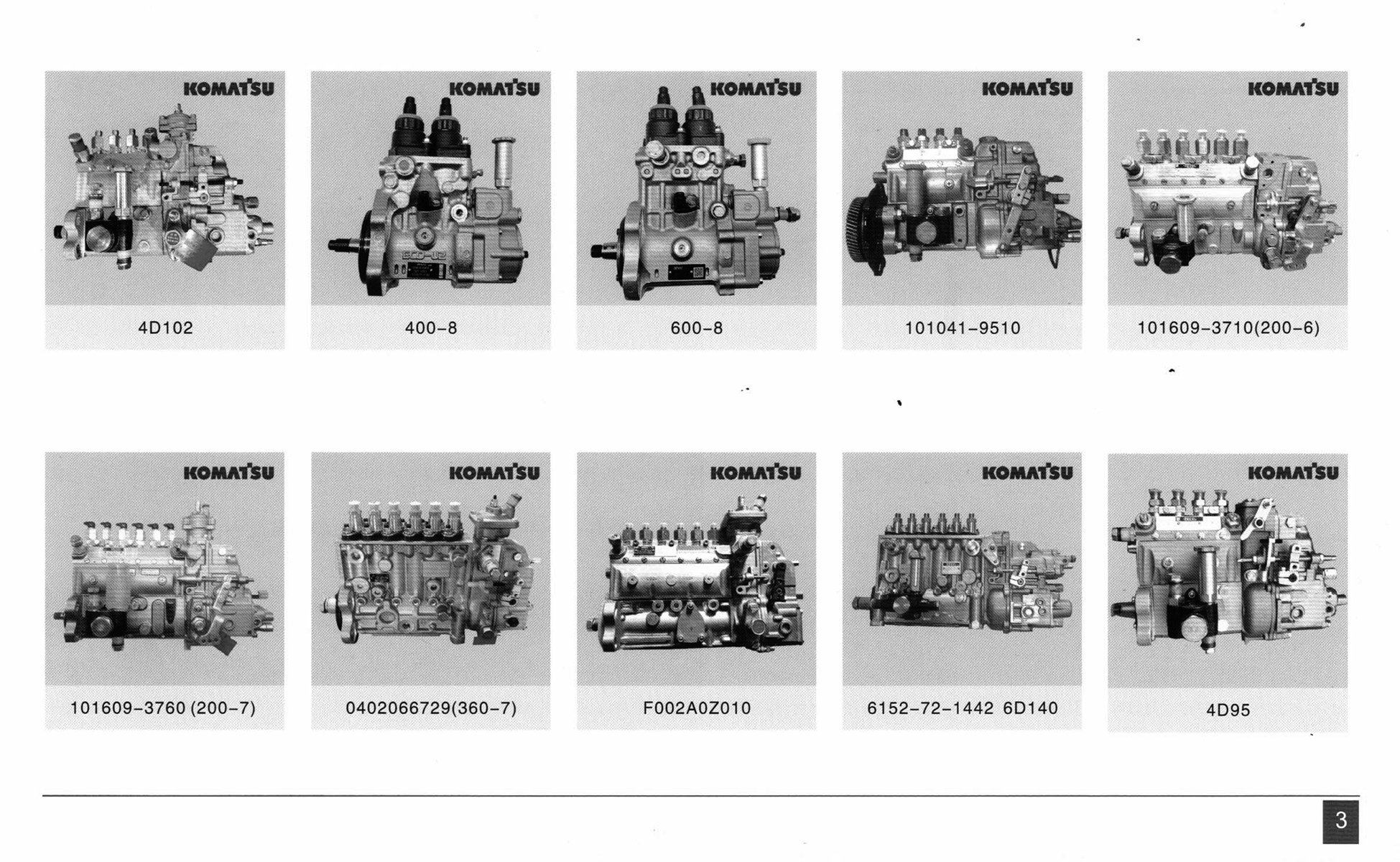 Komatsu PC200-6 Engine Diesel Fuel injection pump 101609-3710 repair tools Engine Construction Machinery Parts 